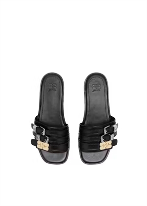 Sue traple falt mule crinkle sandal Black D1020003 Ganni 